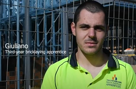 Guiliano 3rd year bricklaying apprentice