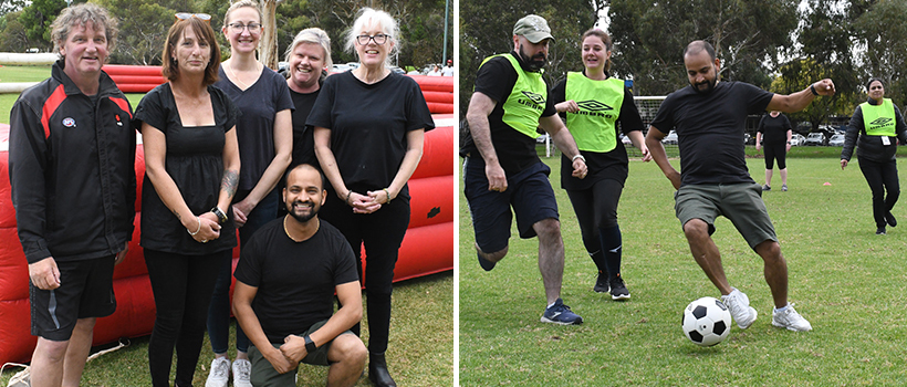 Homelessness SA staff at Wita Wirra (Park 18) hosting a five-a-side and bubble soccer tournament